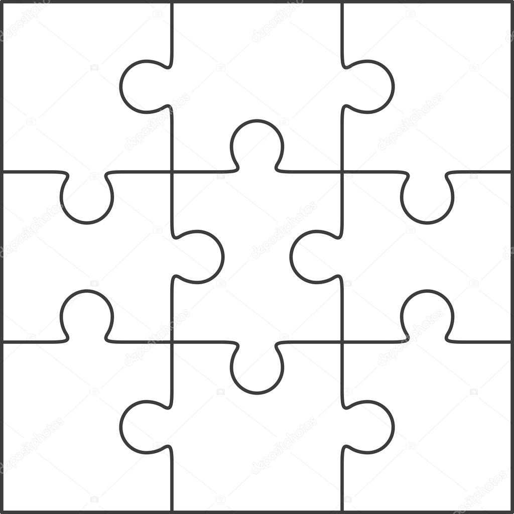 Jigsaw Puzzle Blank Template 3X3 — Stock Vector © Binik1 For Blank Jigsaw Piece Template