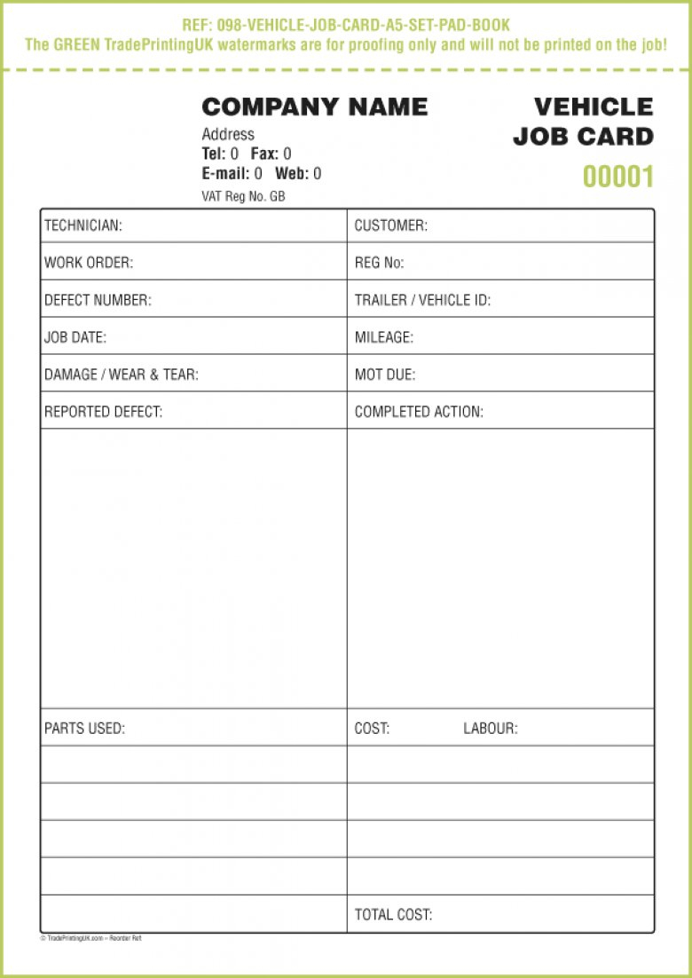 Job Card Sample Doc Vehicle Service Report Forms Ncr Regarding Ncr Report Template