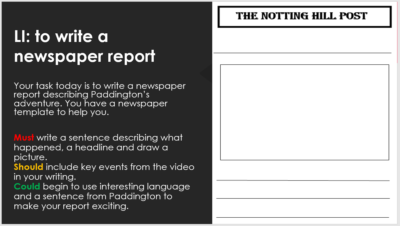 Ks1 Paddington Bear Christmas Advert Literacy Lesson – Newspaper Reports –  Lesson Planned | A Marketplace For Teaching Resources Throughout Report Writing Template Ks1