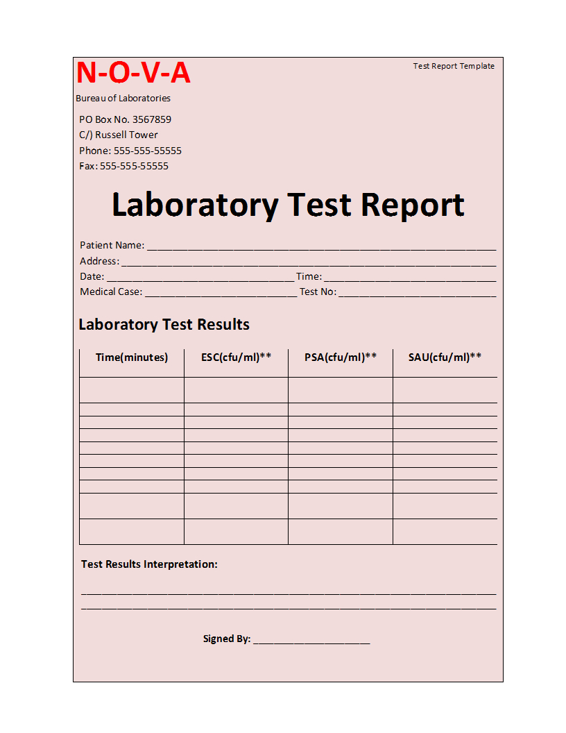 Laboratory Test Report Template With Regard To Good Report Templates