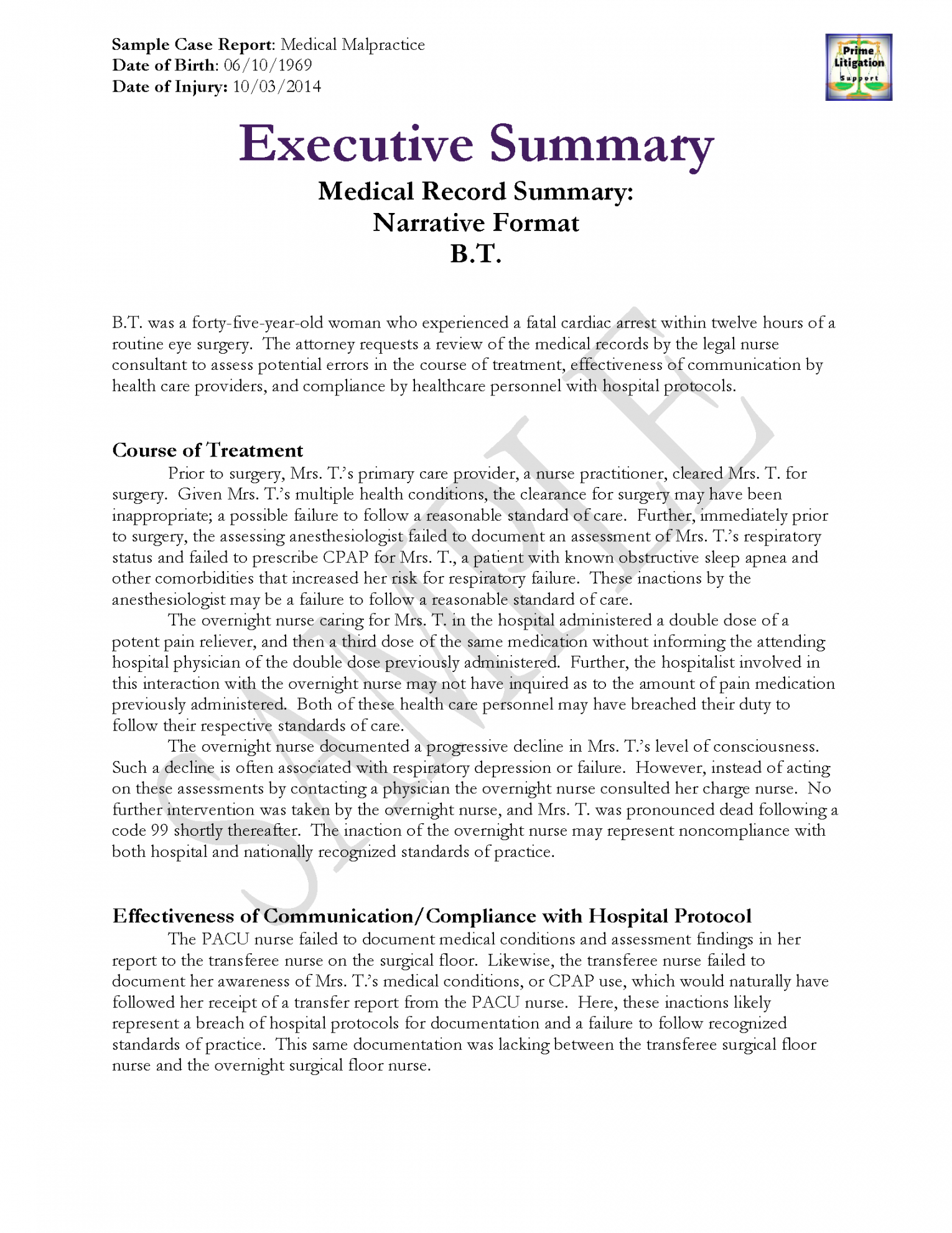 Legal Nurse Consultant Report Template Throughout Medical Legal Report Template
