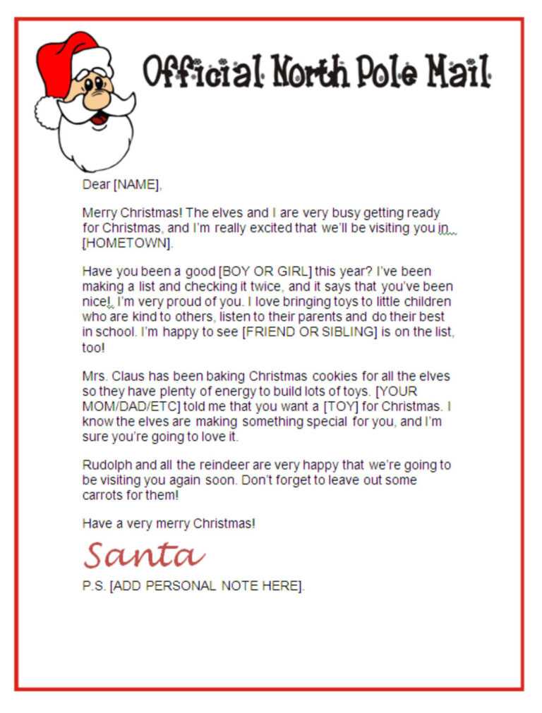 Letter From Santa Template Word