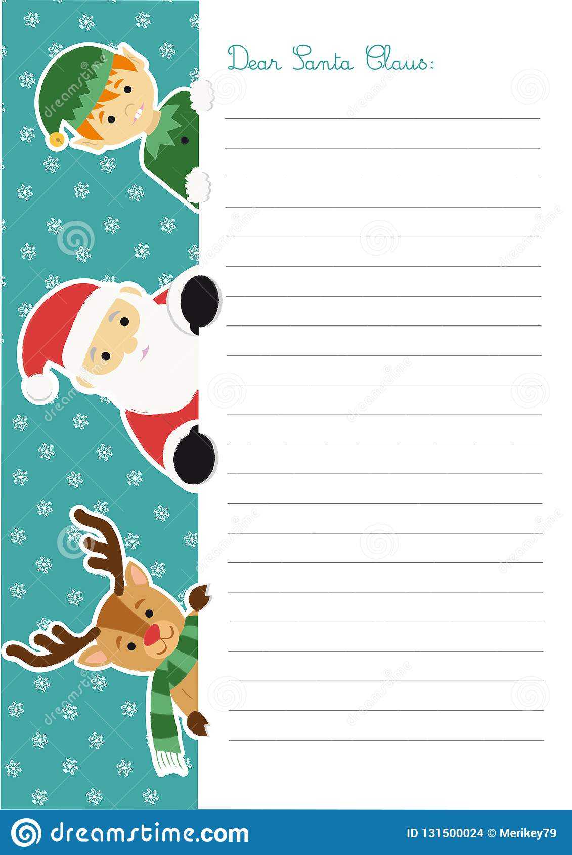 Letter Template To Santa Claus With An Elf And A Reindeer Pertaining To Blank Letter From Santa Template