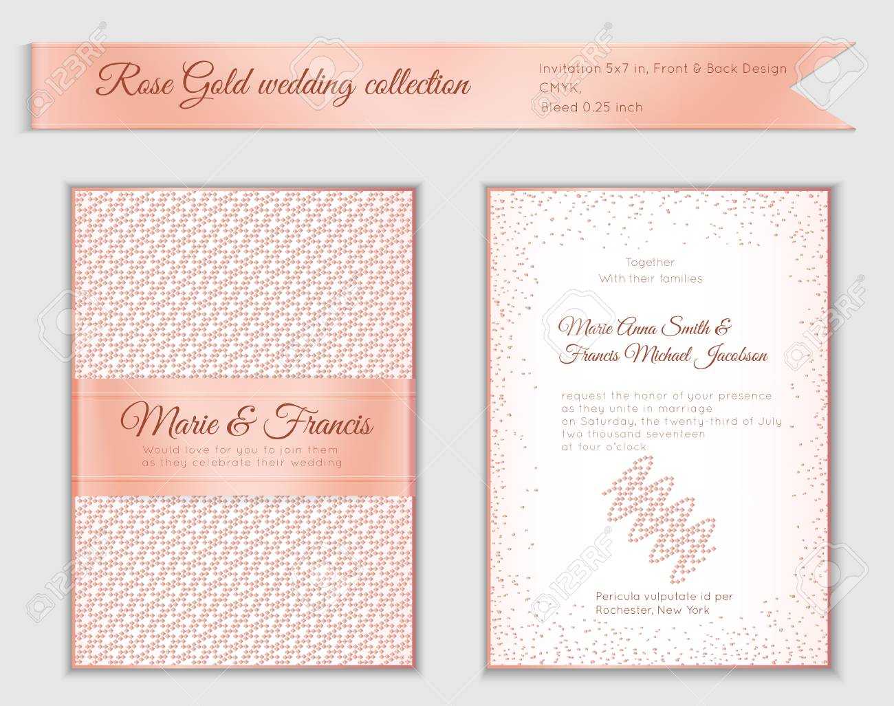 Luxury Wedding Invitation Template With Rose Gold Shiny Realistic.. Inside Free Bridal Shower Banner Template