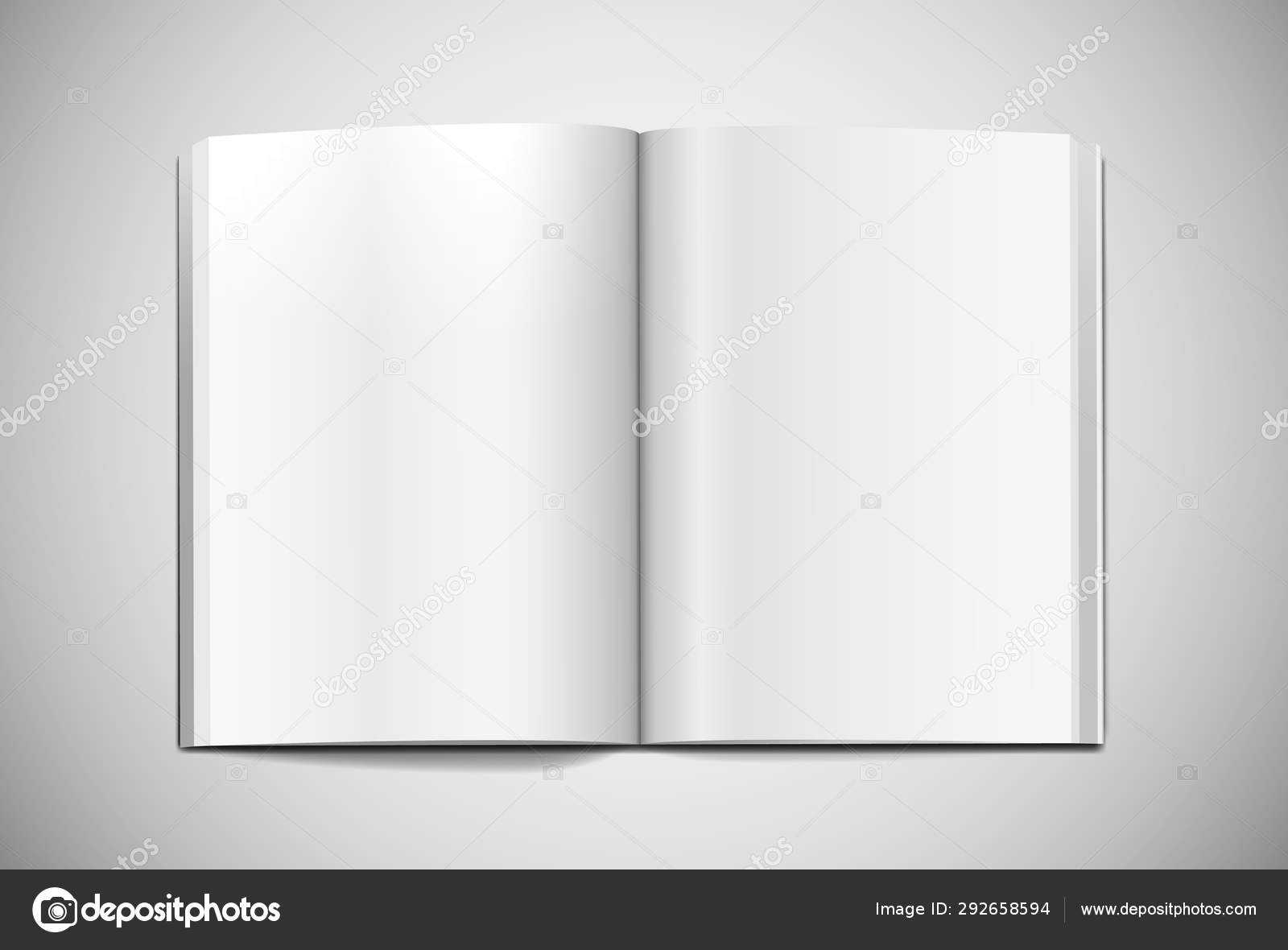 Magazine Mockup Spread Template Realistic Light — Stock For Blank Magazine Spread Template