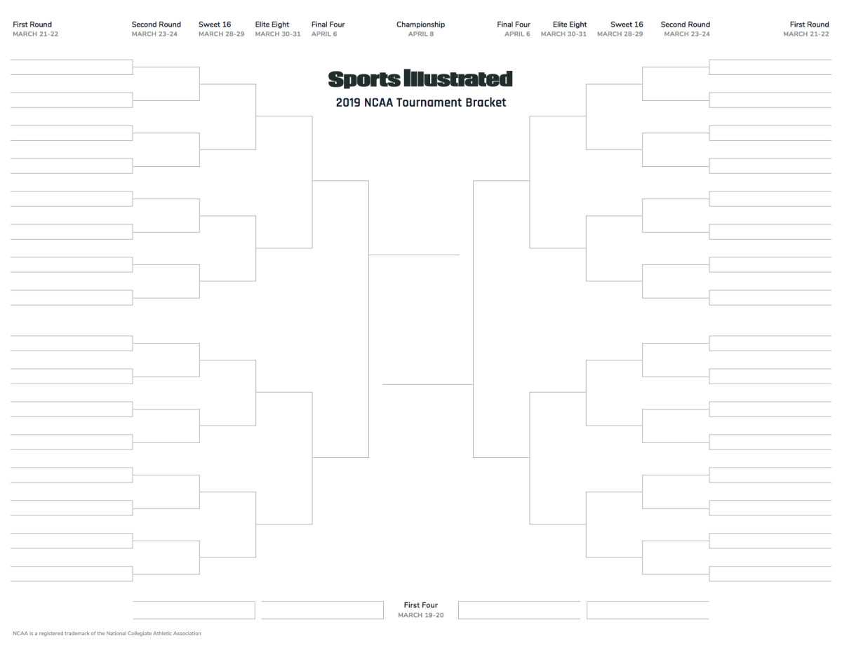 March Madness 2019 Printable Blank Bracket For Ncaa Regarding Blank Ncaa Bracket Template