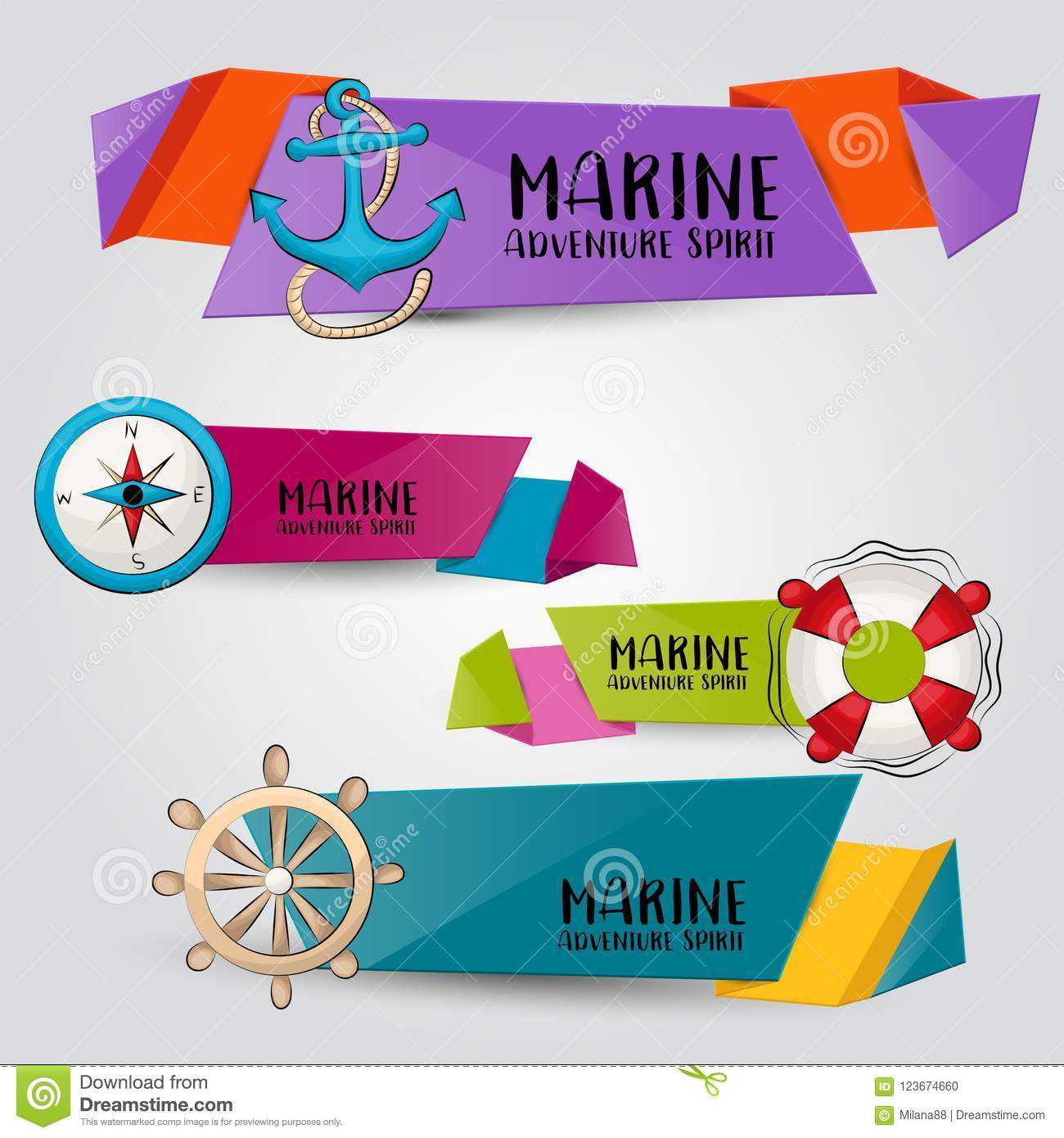 Marine Nautical Travel Concept. Horizontal Banner Template Within Nautical Banner Template