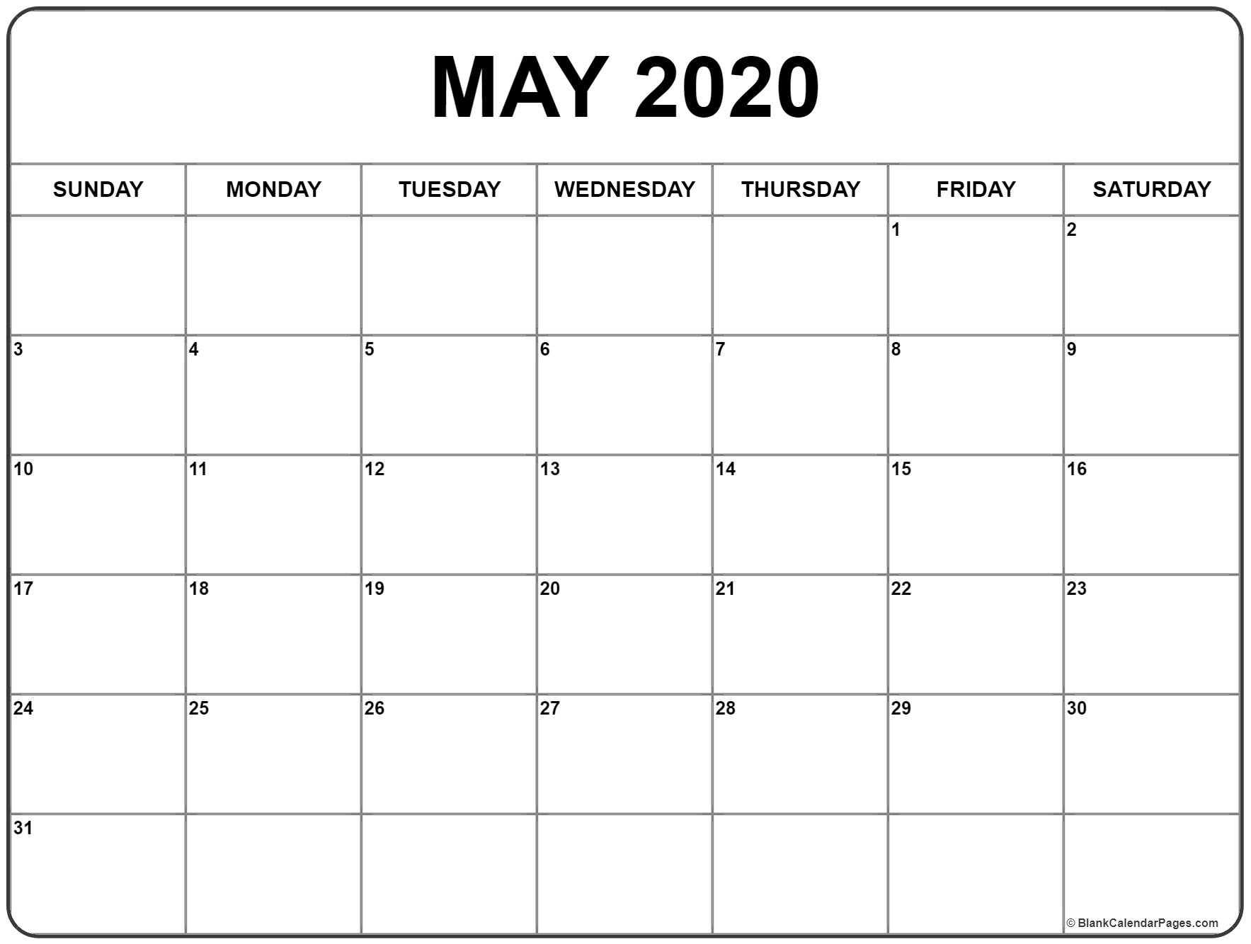 May 2020 Calendar | Free Printable Monthly Calendars In Blank Calander Template