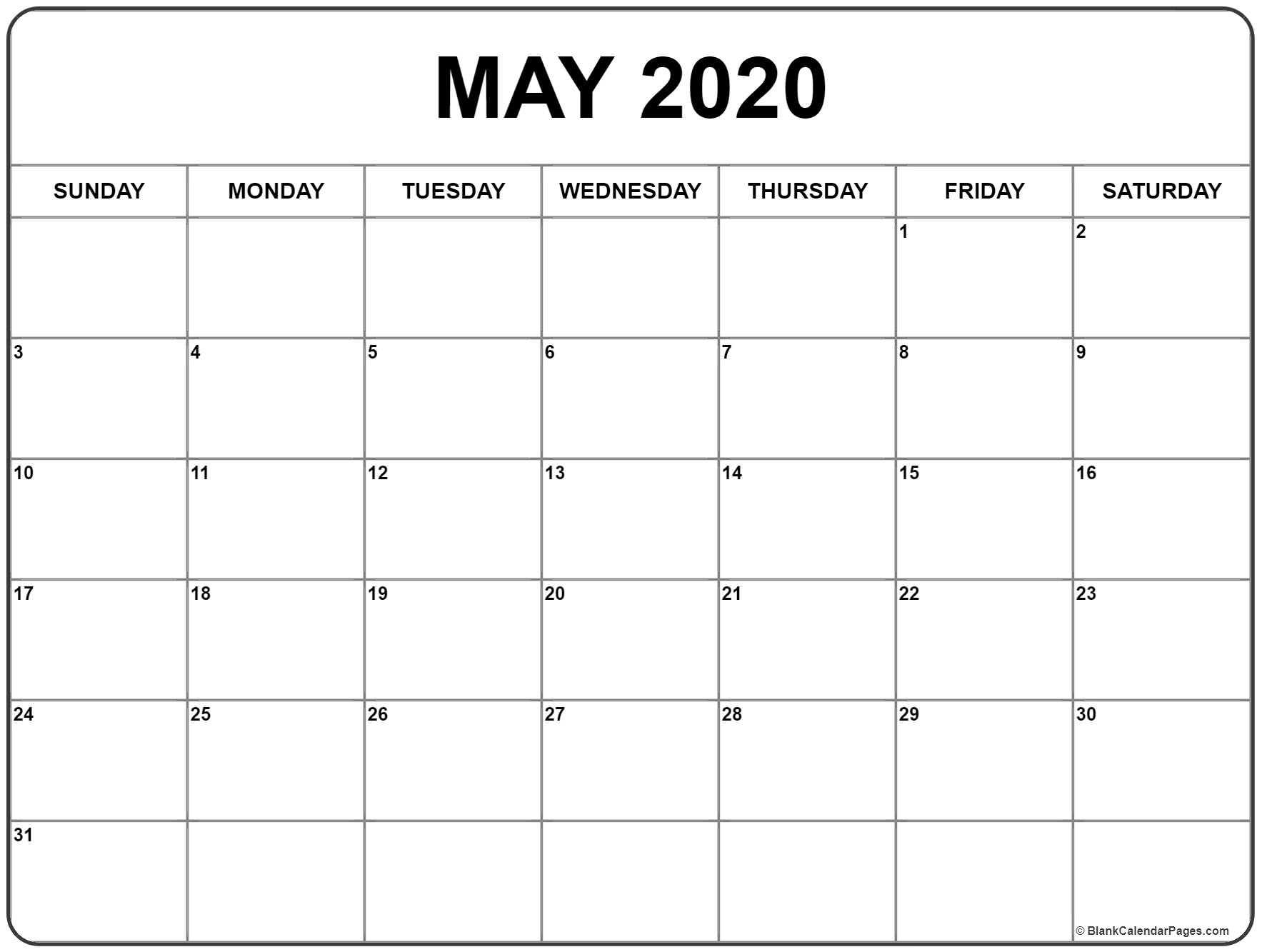 May 2020 Calendar | Free Printable Monthly Calendars In Full Page Blank Calendar Template