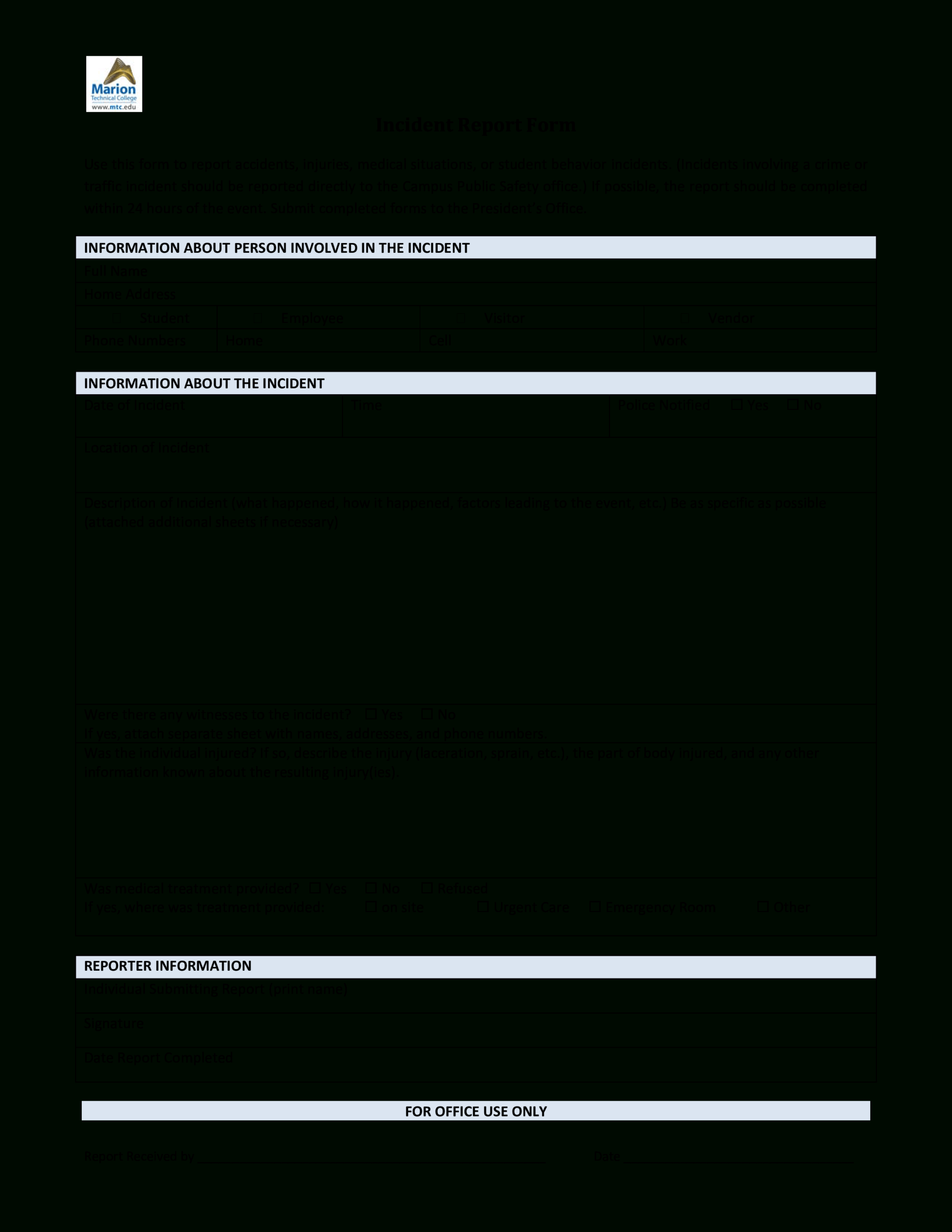 Medical Office Incident Report Template – Karan.ald2014 With Regard To School Incident Report Template