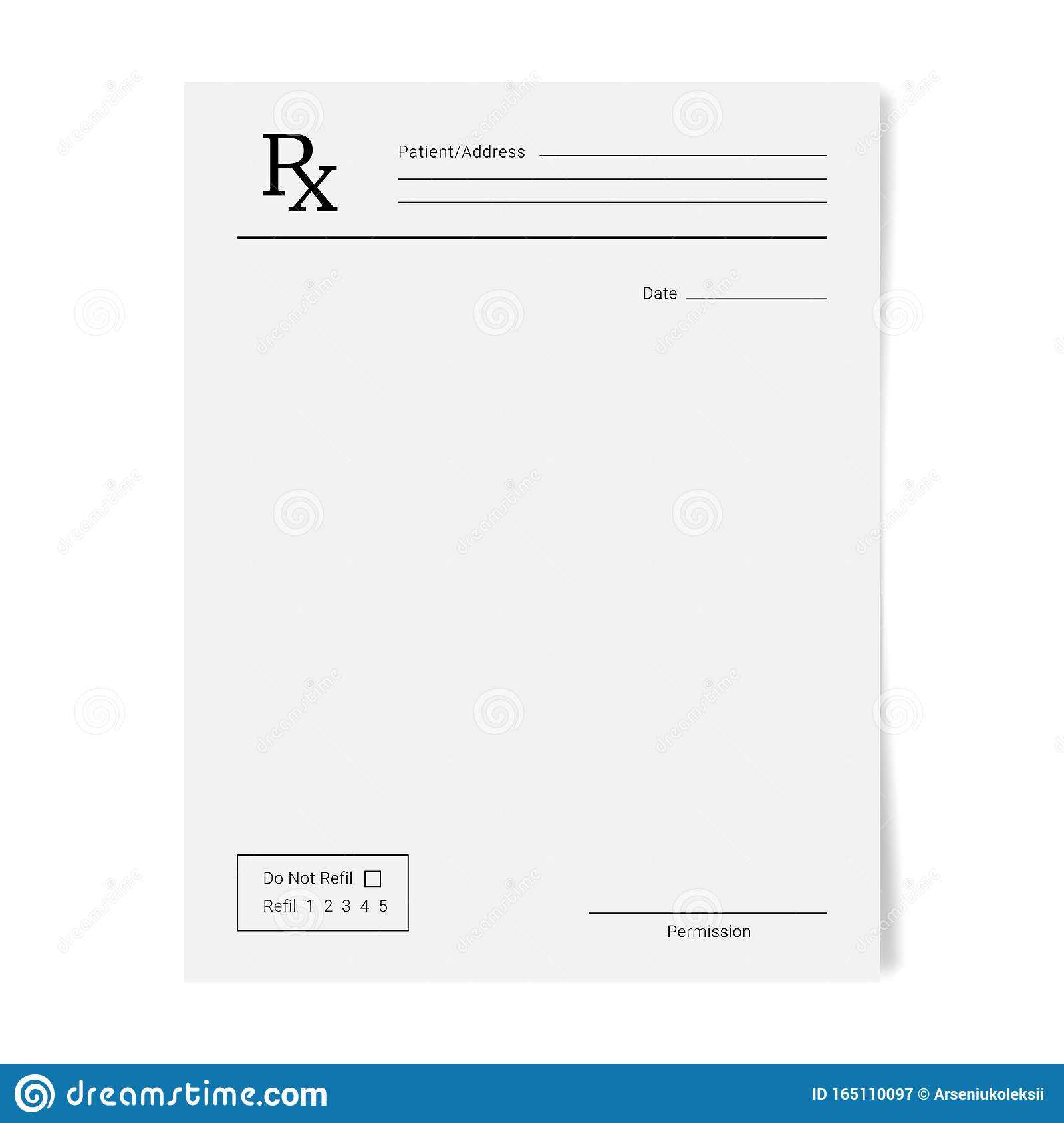 Medical Regular Prescription Form Stock Vector Inside Blank Prescription Pad Template
