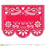 Mexican Papel Picado Template Design – Traditional Red Inside Blank Sugar Skull Template