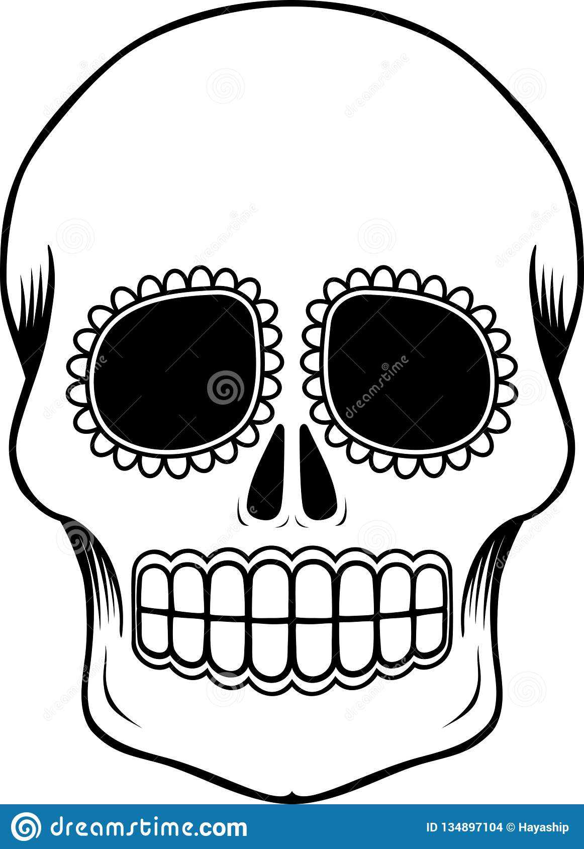 Mexican Sugar Skull Template Stock Vector - Illustration Of In Blank Sugar Skull Template