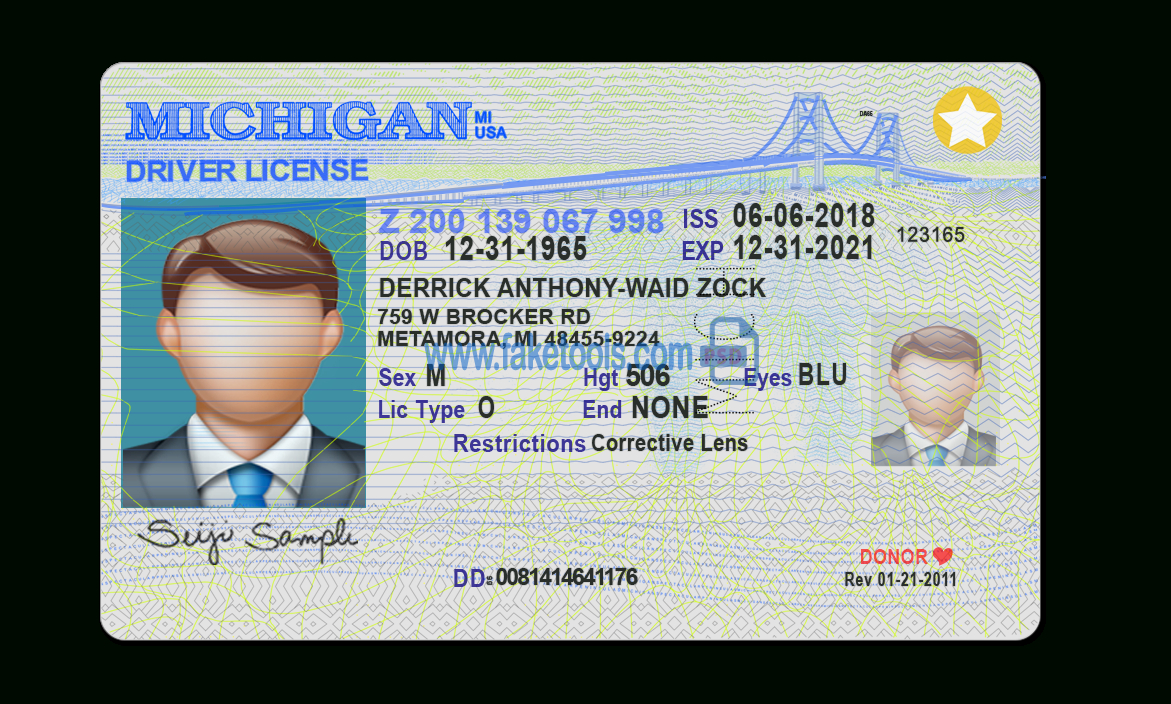 Michigan Driver License Psd Template Within Blank Drivers License Template