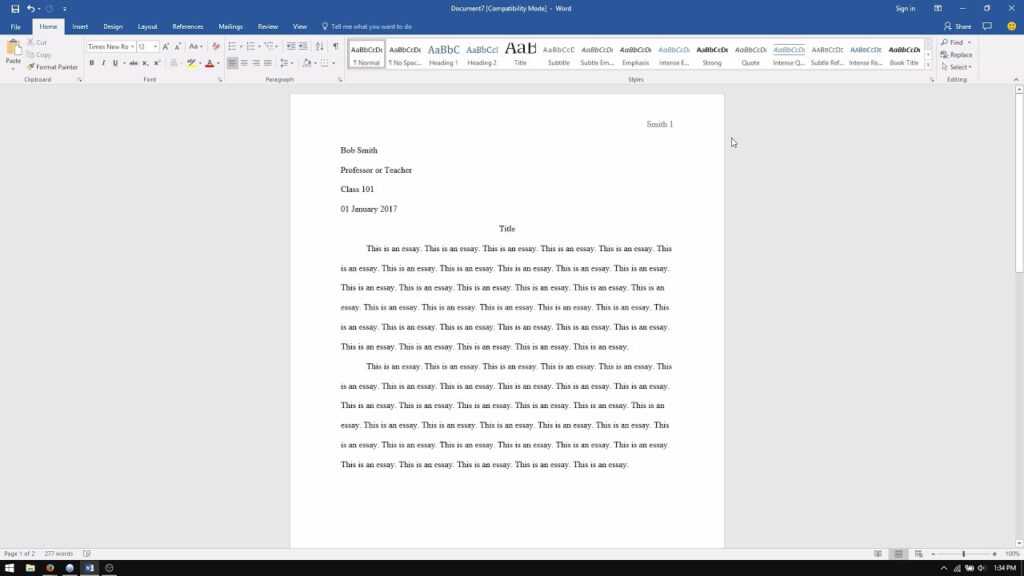 Mla Format Word Template - Best Professional Templates