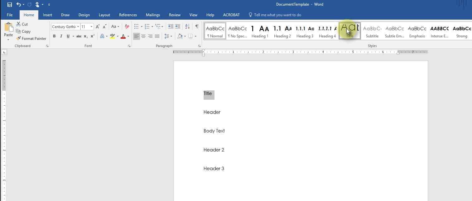 header in word for mac