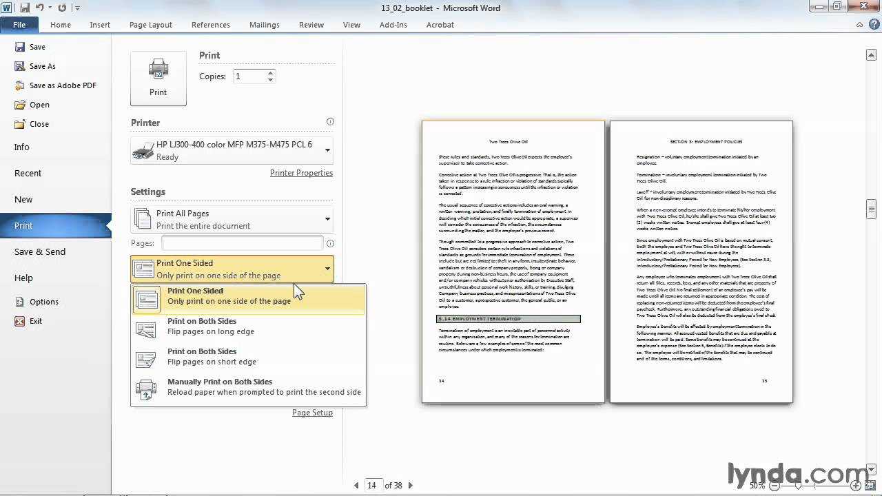 Microsoft Word Tutorial: How To Print A Booklet | Lynda With Regard To Booklet Template Microsoft Word 2007