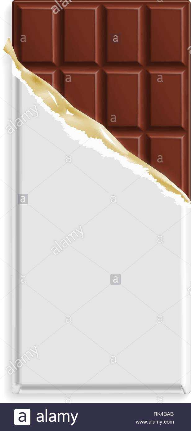 Milk Chocolate Bar In A Blank Wrapper Mock Up. Sweet Dessert Inside Blank Candy Bar Wrapper Template