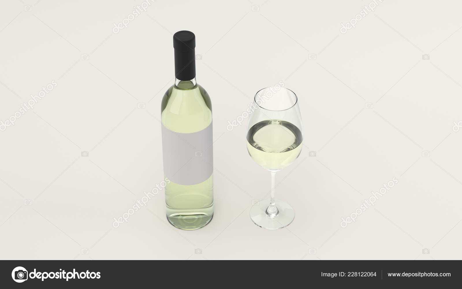 Mockup Bottle White Wine Blank Label Glass Standing White Inside Blank Wine Label Template