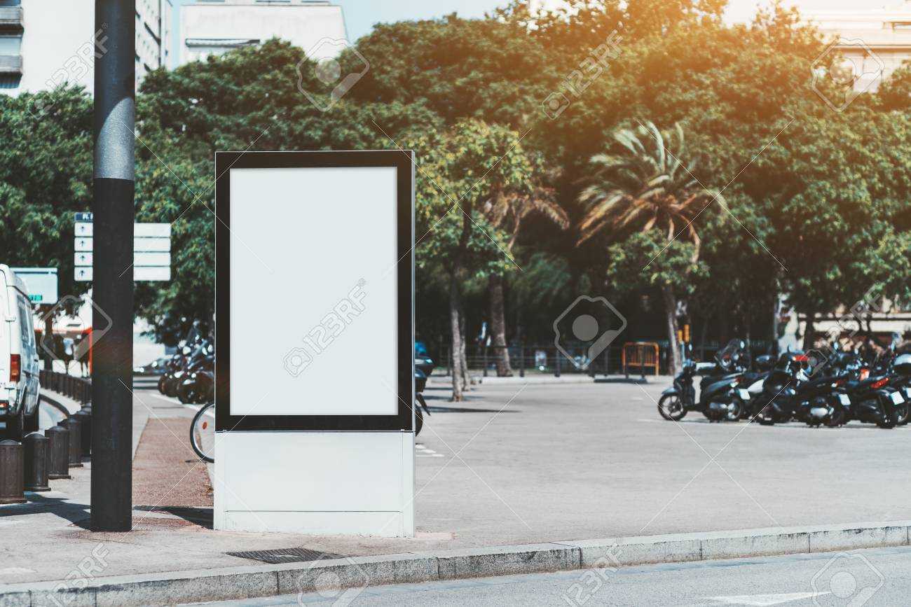 Mockup Of The Blank Information Poster In Urban Settings; An.. With Street Banner Template