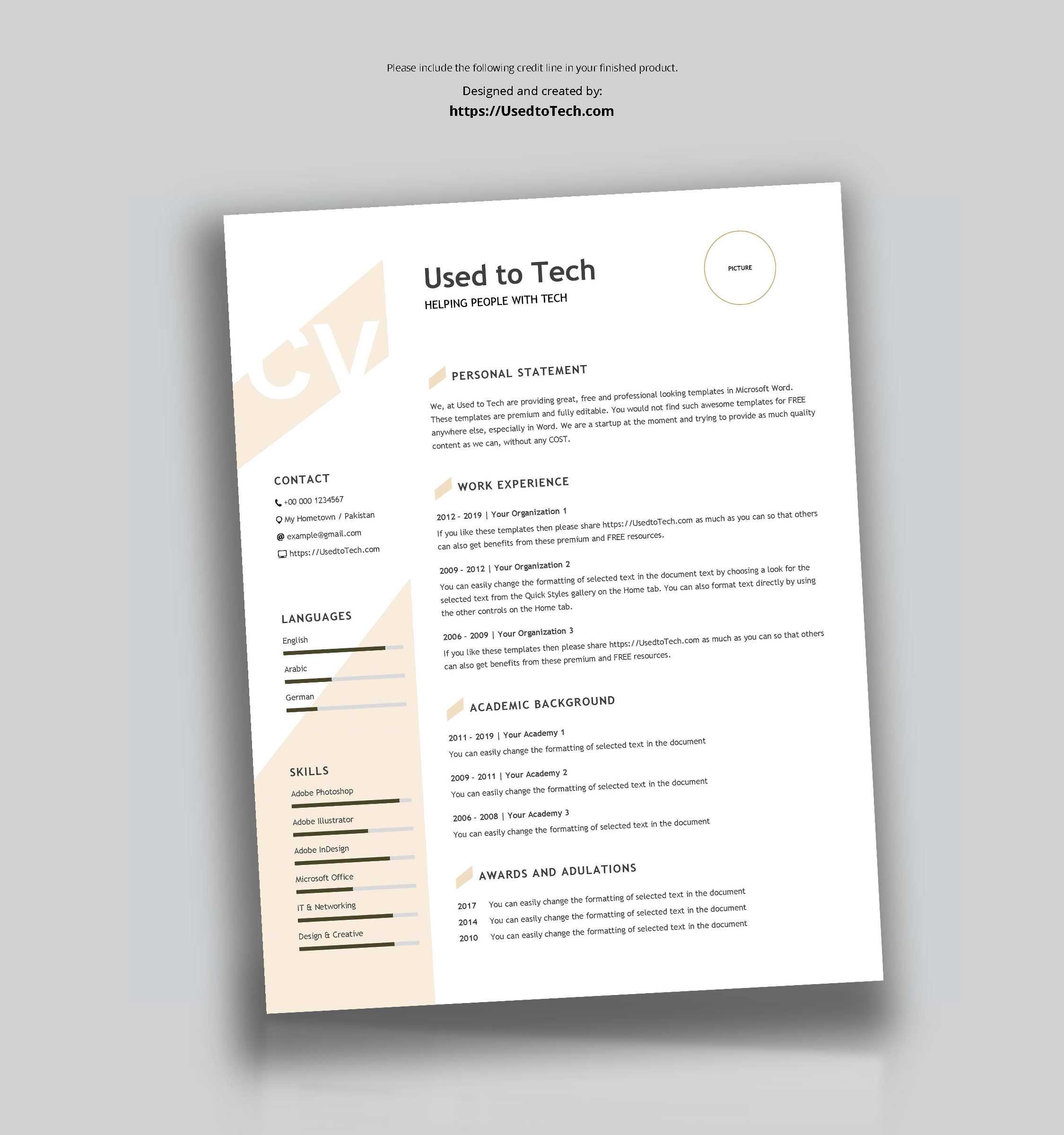 Modern Resume Template In Word Free - Used To Tech With Regard To Microsoft Word Resume Template Free