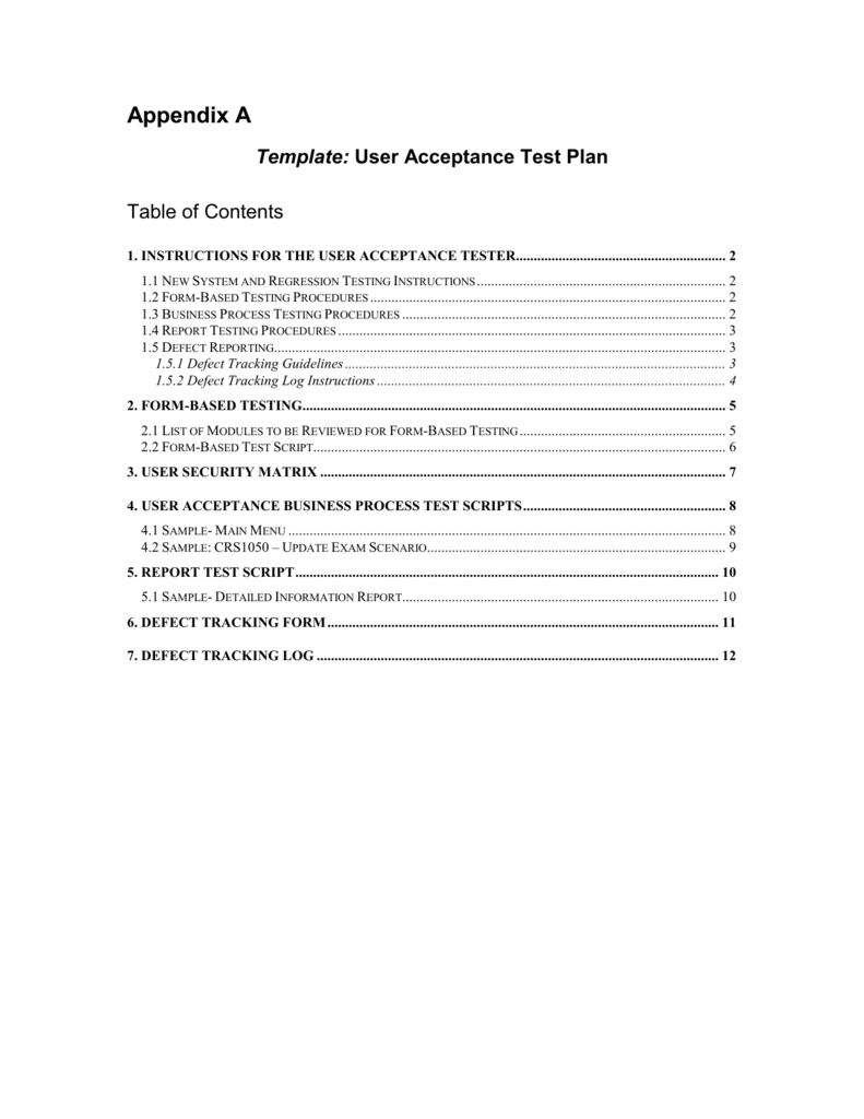 Moe Uat Template With Acceptance Test Report Template