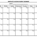 Month At A Glance Blank Calendar | Monthly Printable Calender Pertaining To Month At A Glance Blank Calendar Template