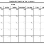 Month At A Glance Blank Calendar Printable | Monthly Inside Month At A Glance Blank Calendar Template