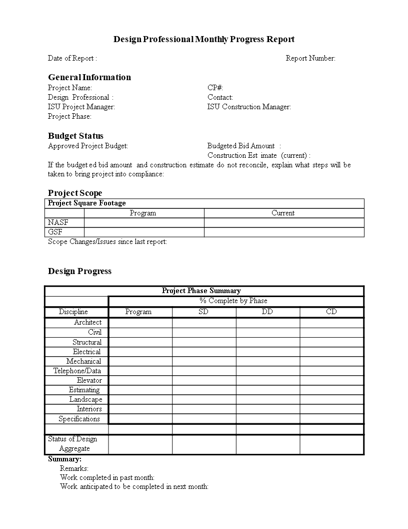 Monthly Progress Report In Word | Templates At With Regard To Monthly Status Report Template