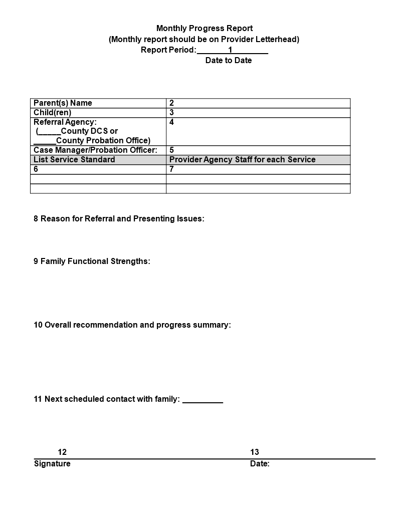 Monthly Progress Report | Templates At Allbusinesstemplates Pertaining To Monthly Progress Report Template