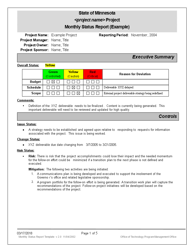 Monthly Status Report | Templates At Allbusinesstemplates For Executive Summary Project Status Report Template