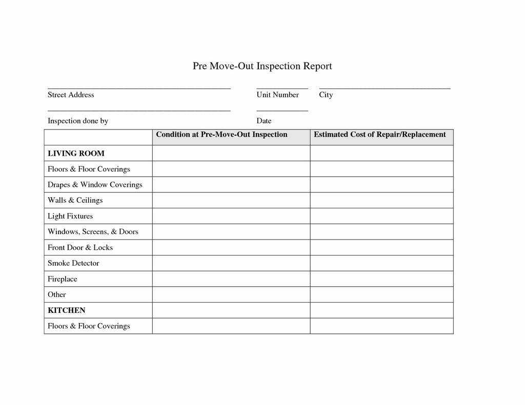 Move In Move Out Inspection Form New Property Management Inside Property Management Inspection Report Template