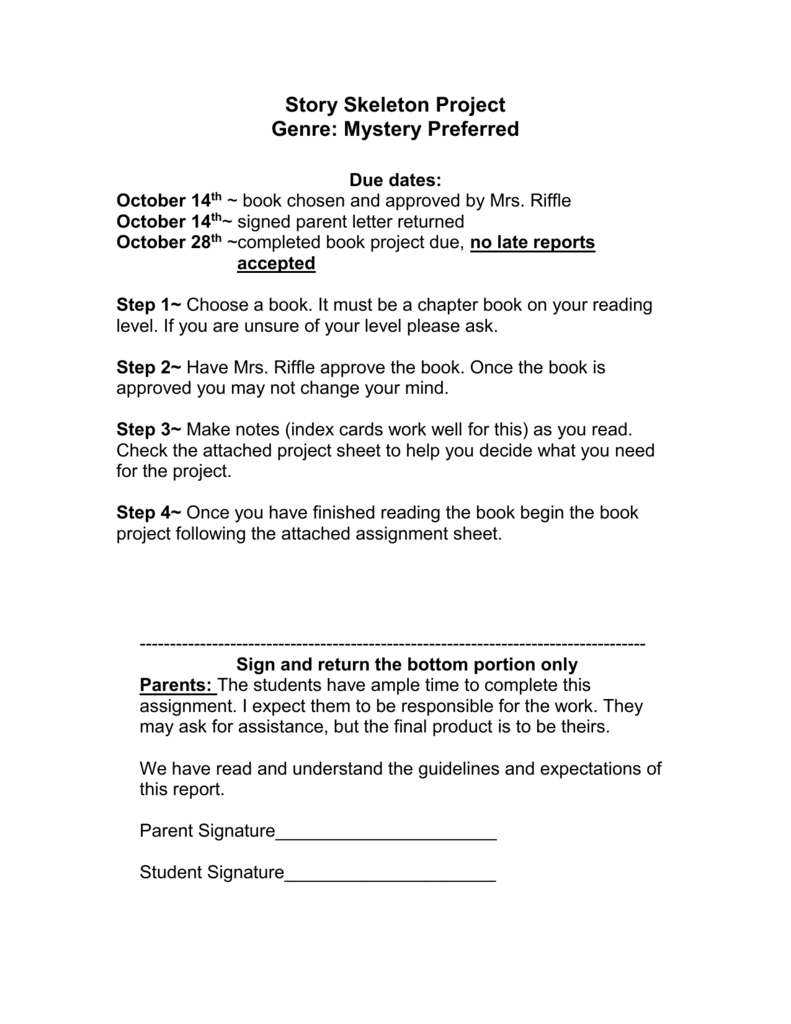 Mystery Book Project Within Story Skeleton Book Report Template