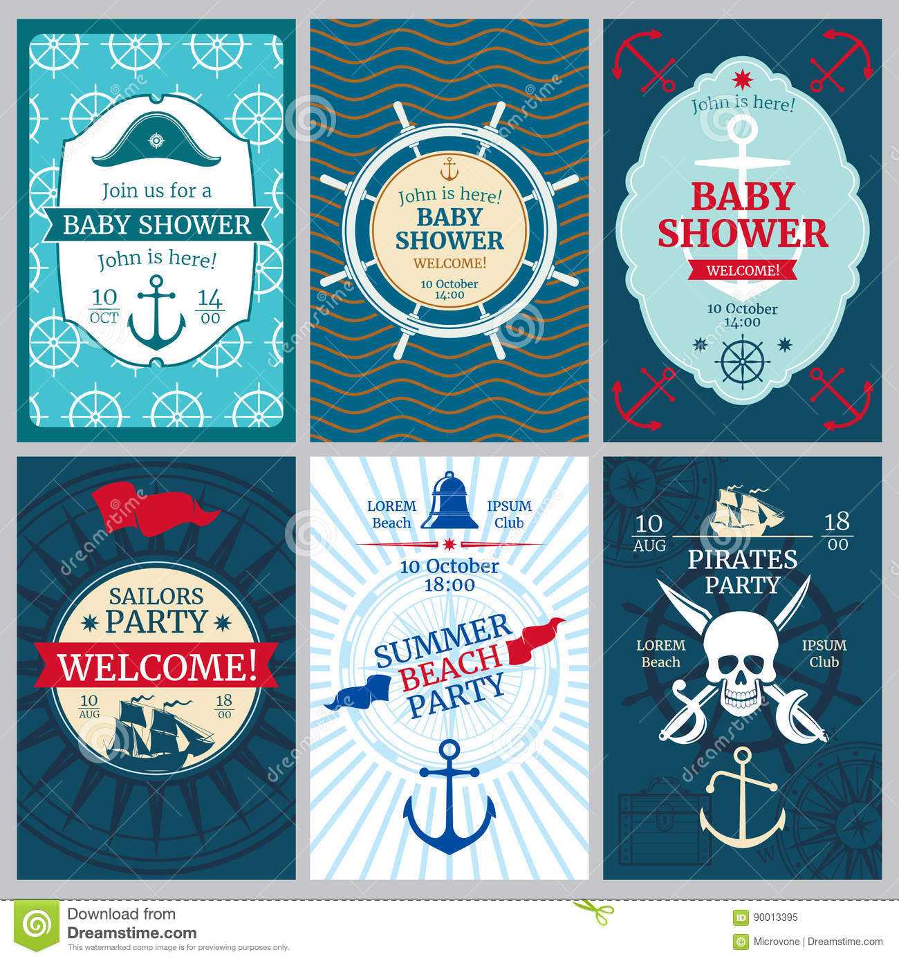 Nautical Baby Shower, Birthday, Beach Party Vector Pertaining To Nautical Banner Template