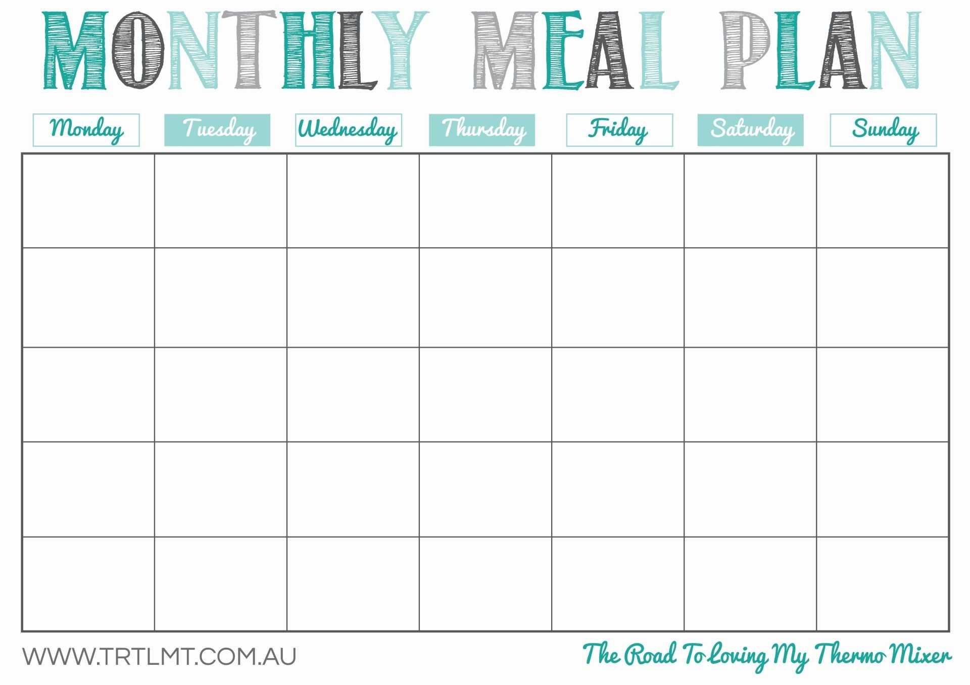 New Meal Planning Calendar Printable | Free Printable With Regard To Meal Plan Template Word