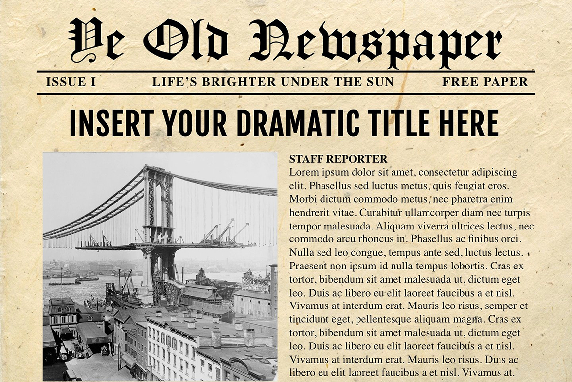 Newspaper Template For Powerpoint – Vsual Regarding Old Newspaper Template Word Free