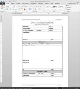 Nonconformance Report Iso Template | Qp1030-1 with regard to Non Conformance Report Form Template