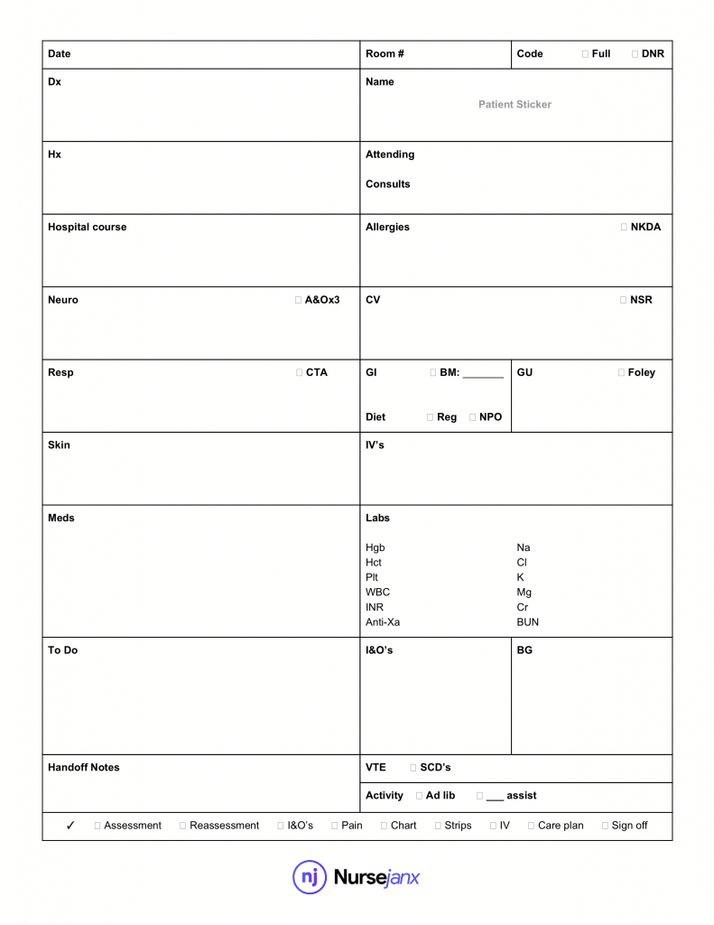 Nursing Report Sheet Template – Nursejanx Store In Nursing Report Sheet Template