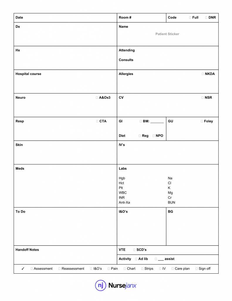 Nursing Report Sheet Template – Nursejanx Store Intended For Nurse Report Sheet Templates
