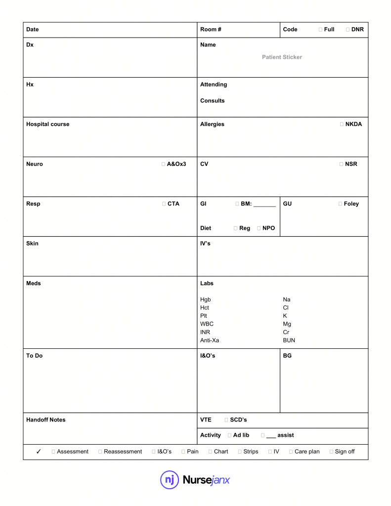 Nursing Report Sheet Template – Nursejanx Store Intended For Nurse Report Sheet Templates