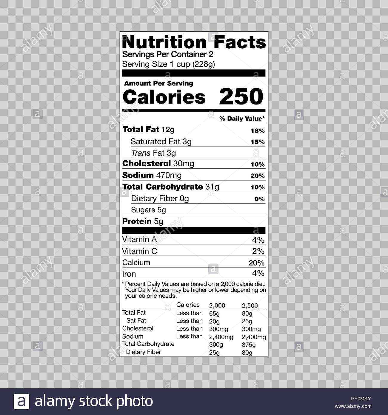 Nutrition Facts Stock Vector Images – Alamy For Nutrition Label Template Word