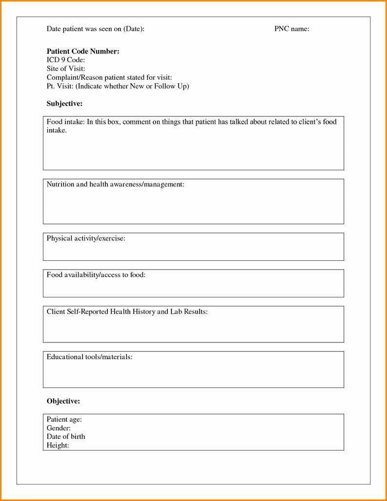 Nutrition Intake Form Template New 30 Blank Soap Note With Soap Report Template