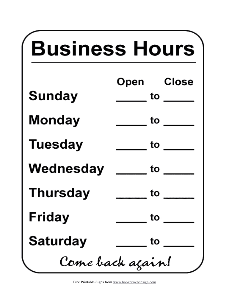 Office Hours Template – Fill Online, Printable, Fillable Within Hours Of Operation Template Microsoft Word