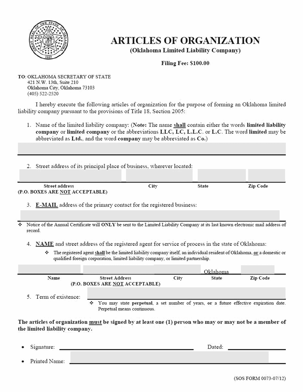 Oklahoma Llc – How To Start An Llc In Oklahoma Pertaining To Llc Annual Report Template