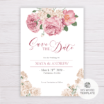 Old Rose Flowers Romantic Save The Date Template With Save The Date Template Word