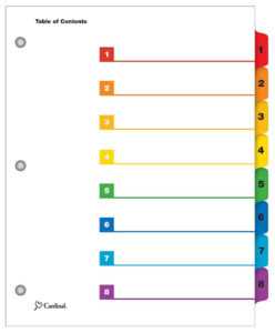 Onestep® Printable Table Of Contents Dividers, 8 Tab, Multicolor for 8 Tab Divider Template Word