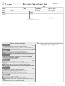 Ontario Report Card Template - Fill Online, Printable in School Progress Report Template