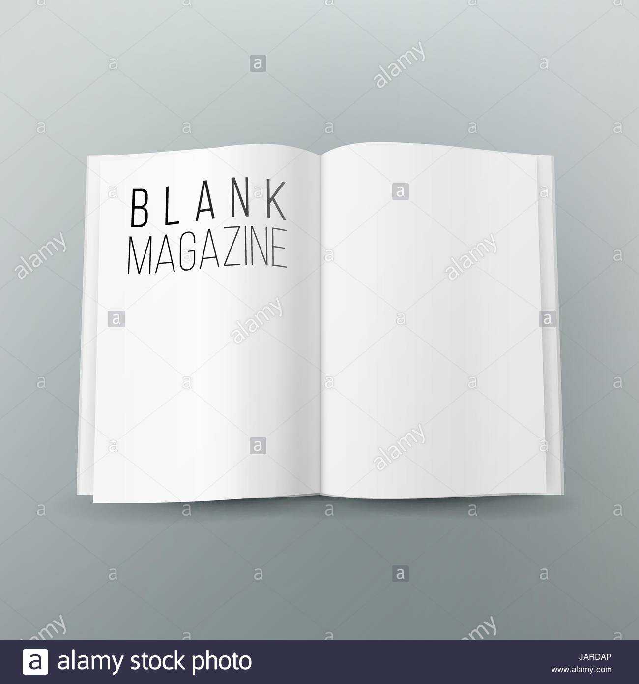 Open Magazine Spread Blank Vector. 3D Realistic Template Inside Blank Magazine Spread Template