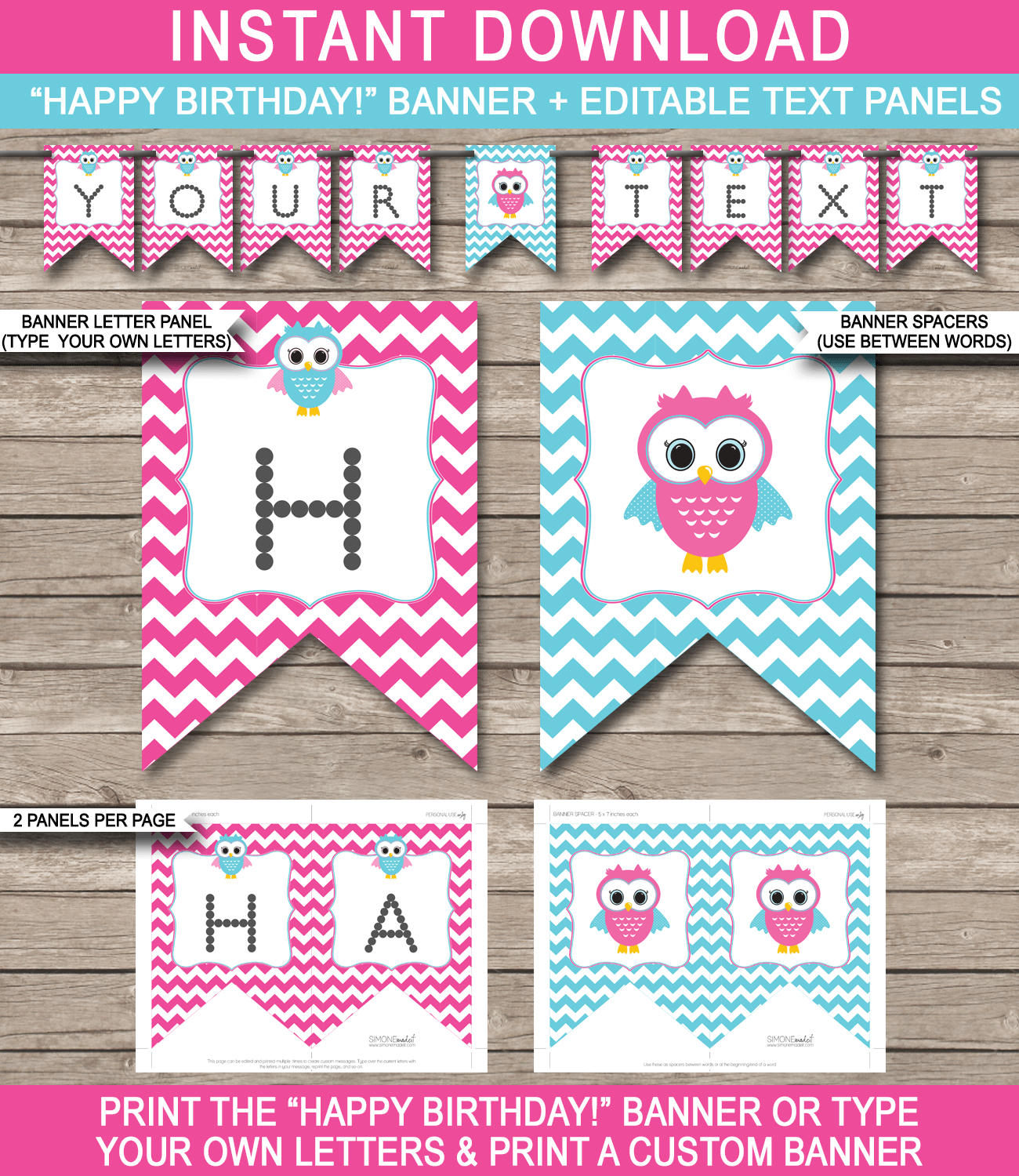 Owl Party Banner Template – Pink For Diy Party Banner Template
