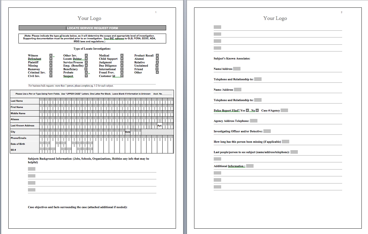 P.i. Forms – Pitraininghq For Private Investigator Surveillance Report Template